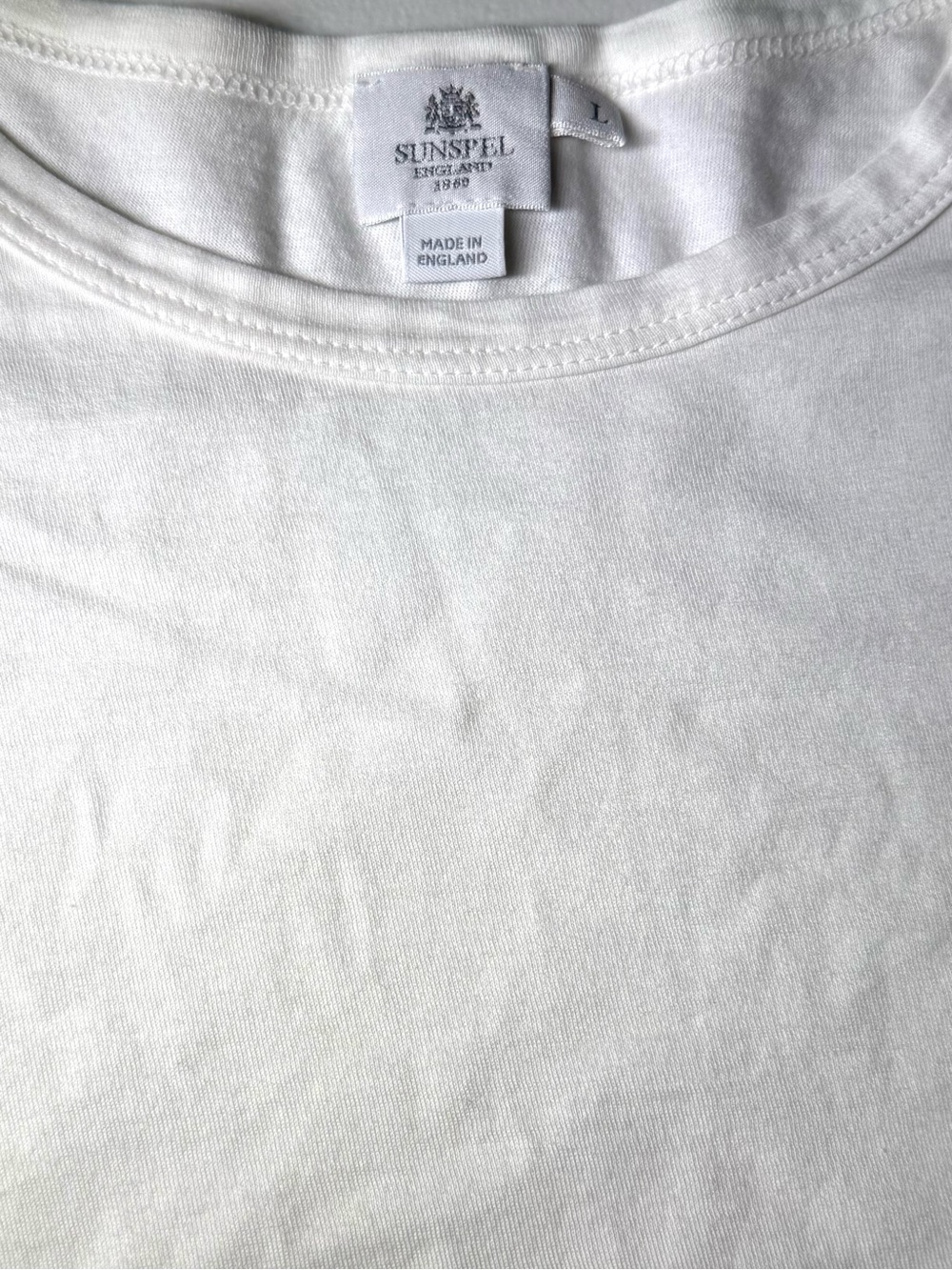 Sunspel Sz L White Crewneck Short Sleeve Men’s Tee